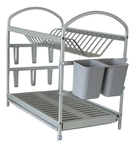 Escurridor Seca Platos Aluminio Y Pastico Gris