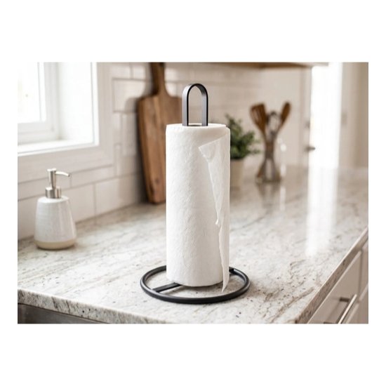 Portarrollos Papel Cocina Metal Negro 15x15x28 Cm Negro