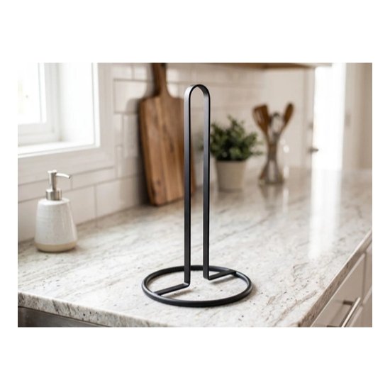 Portarrollos Papel Cocina Metal Negro 15x15x28 Cm Negro
