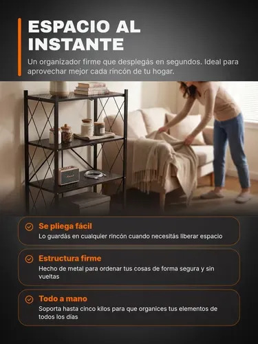Estante Metalico Plegable Rack 4 Niveles Nuvoh Negro Negro
