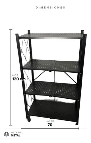 Estante Metalico Plegable Rack 4 Niveles Nuvoh Negro Negro