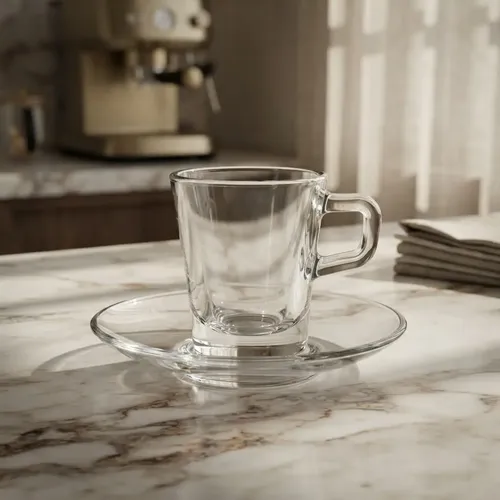 Taza Cafe De Vidrio Blinkmax Con Plato 73 Ml