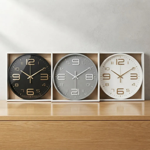 Reloj De Pared Quartz Numeros Grandes 25 Cm Blanco