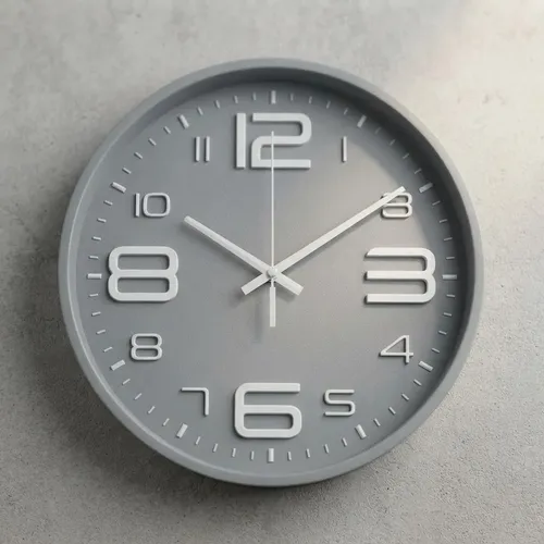 Reloj De Pared Quartz Numeros Grandes 25 Cm Gris