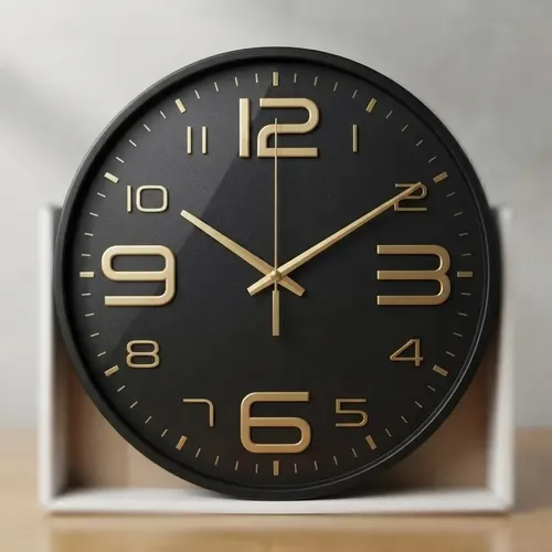Reloj De Pared Quartz Numeros Grandes 25 Cm Negro
