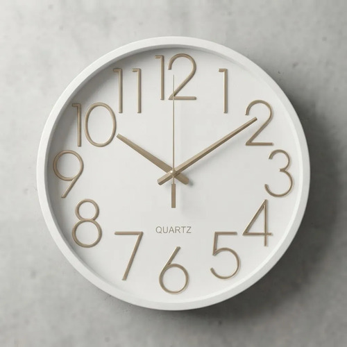 Reloj De Pared Quartz Numeros Iguales Liso 25 Cm Blanco