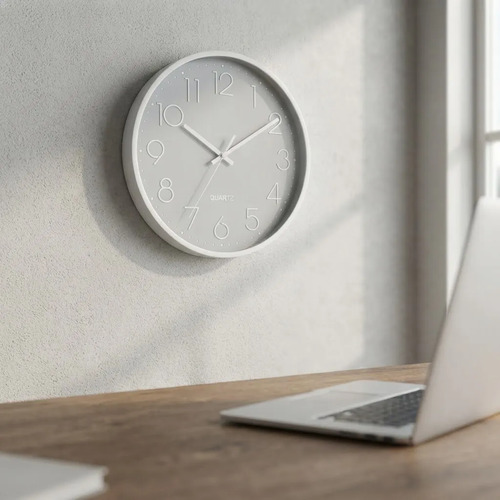 Reloj De Pared Quartz Numeros Liso 25 Cm Gris