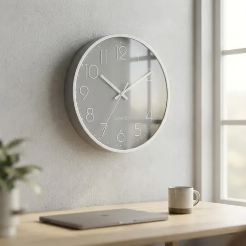 Reloj De Pared Quartz Numeros Liso 25 Cm Gris