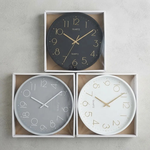 Reloj De Pared Quartz Numeros Liso 25 Cm Negro