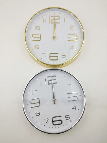Reloj De Pared Quartz Dorado O Plateado 25 Cm Dorado Blanco