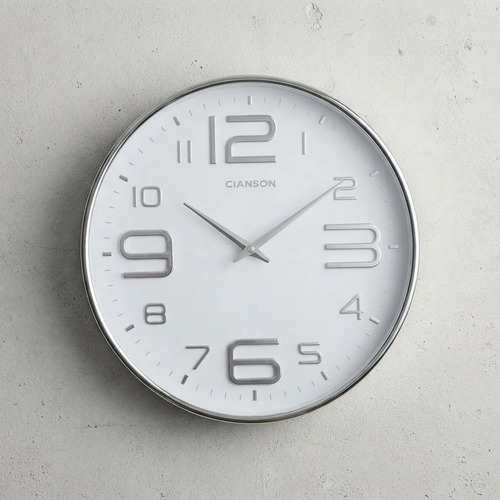 Reloj De Pared Quartz Dorado O Plateado 25 Cm Plateado Blanco