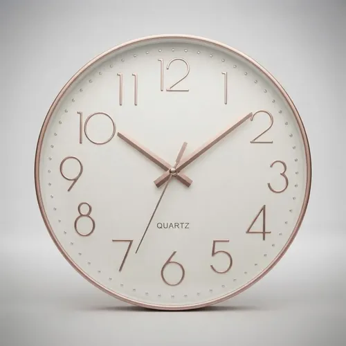 Reloj De Pared Quartz Numeros Cobre 30 Cm Blanco