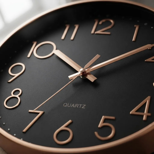 Reloj De Pared Quartz Numeros Cobre 30 Cm Negro