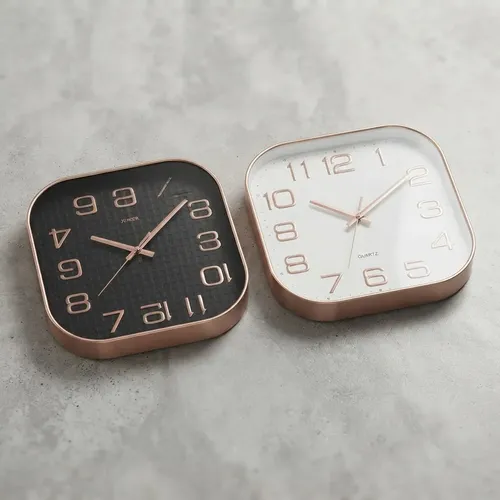 Reloj De Pared Quartz Numeros Cobre 30 Cm Cuadrado Cobre Blanco