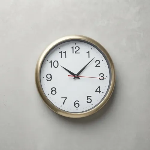 Reloj De Pared Quartz Numeros Plateado Dorado 27 Cm Redondo Dorado Blanco